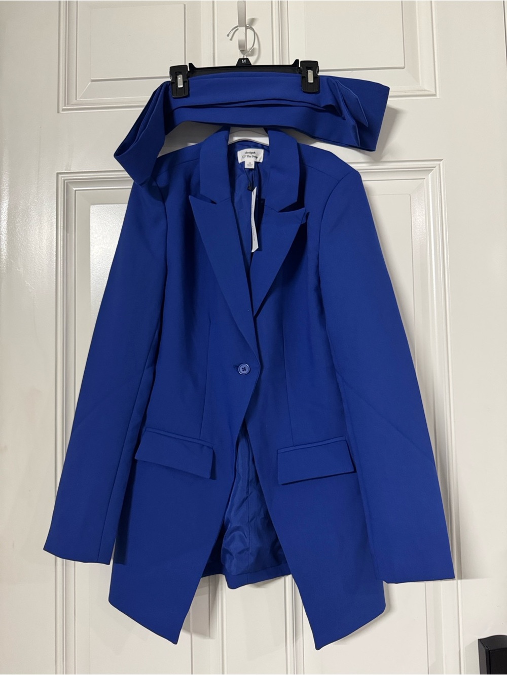The Drop Royal Blue Women's Tailored Blazer with matching belt